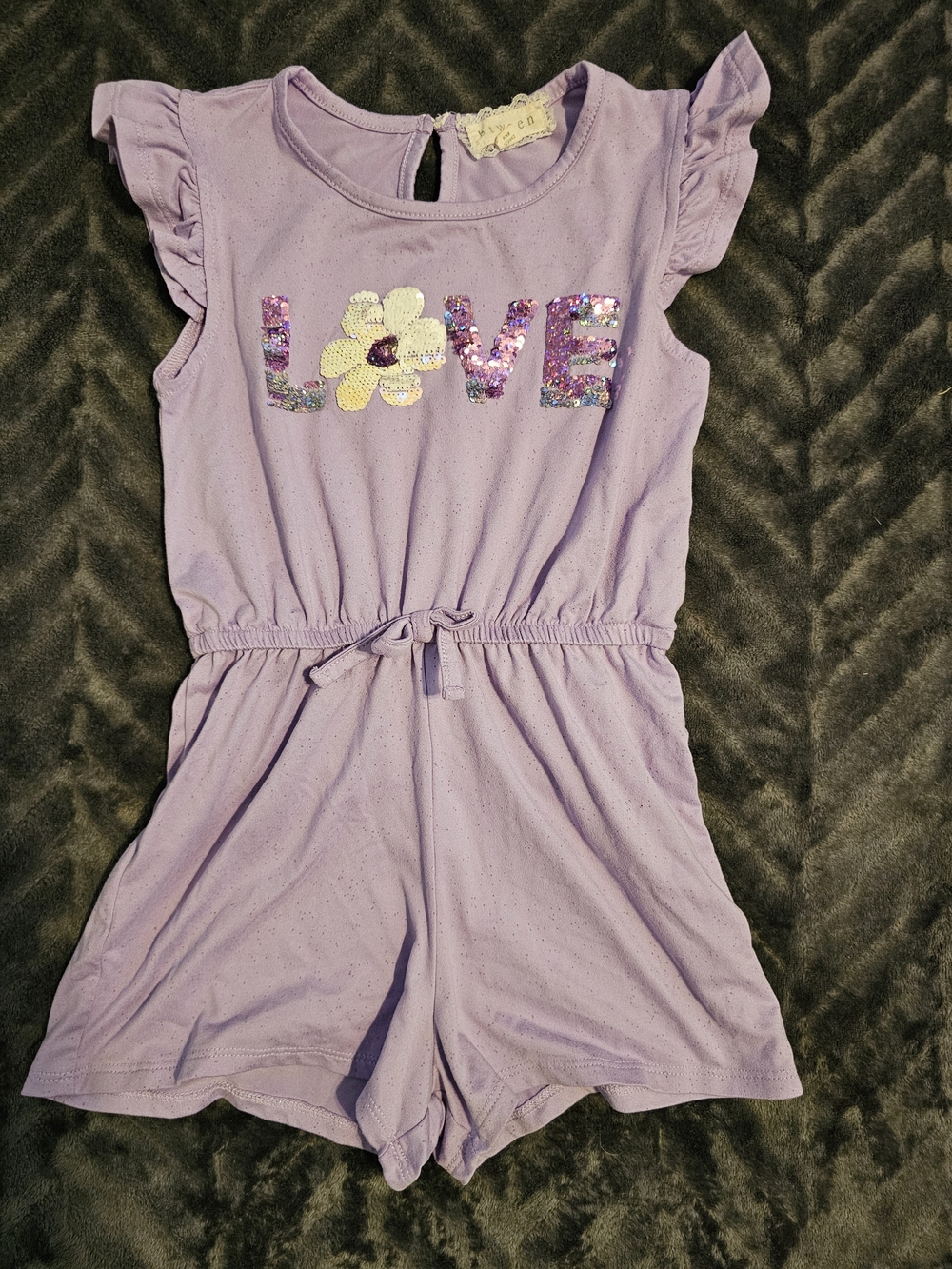 Blush Girls Lavender Sequin LOVE Romper Size 7 Btween